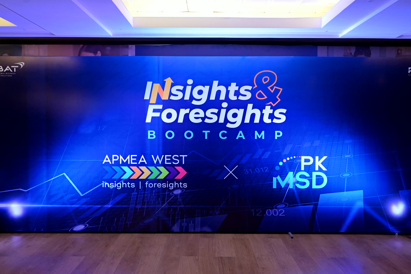 Conference stage with branded LED backdrop